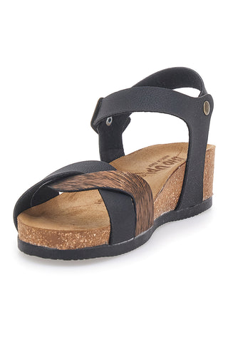 Sandali neri con zeppa e cinturino Bio Up 306