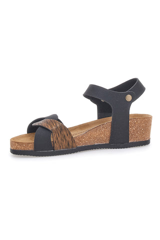 Sandali neri con zeppa e cinturino Bio Up 306