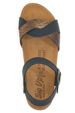 Sandali neri con zeppa e cinturino Bio Up 306