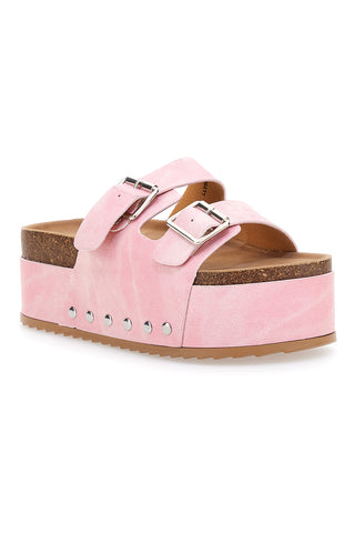 Ciabatte rosa flatform con borchie laterali Maira LLY50