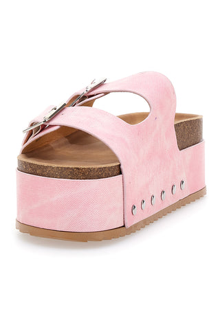 Ciabatte rosa flatform con borchie laterali Maira LLY50