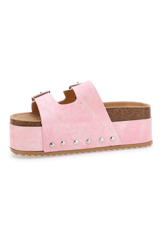 Ciabatte rosa flatform con borchie laterali Maira LLY50