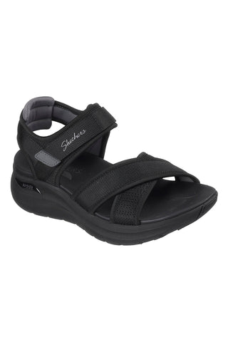 Sandali neri con fasce incrociate regolabili Skechers ARCH FIT 2.0 SANDAL FEELIN' BRIGHT