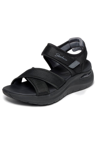 Sandali neri con fasce incrociate regolabili Skechers ARCH FIT 2.0 SANDAL FEELIN' BRIGHT