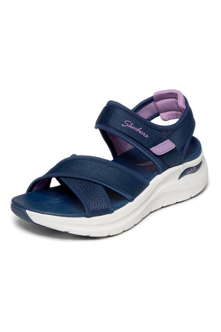 Marineblaue Sandalen mit verstellbaren Kreuzriemen Skechers ARCH FIT 2.0 SANDAL FEELIN' BRIGHT