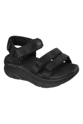 Schwarze Sandalen mit dreifach verstellbarem Riemen Skechers D'LUX WALKER SANDAL SEA-SCAPE