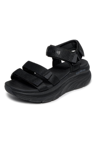 Schwarze Sandalen mit dreifach verstellbarem Riemen Skechers D'LUX WALKER SANDAL SEA-SCAPE
