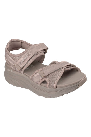 Taupe Sandalen mit verstellbaren Kreuzriemen Skechers D'LUX WALKER SANDAL BOLD CITY