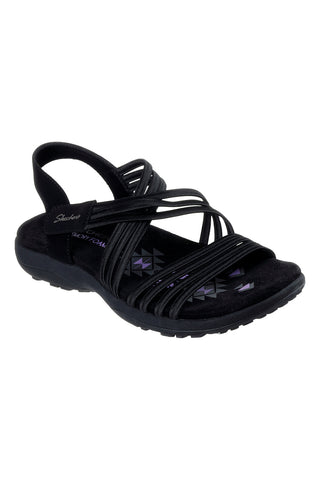 Schwarze Sandalen mit Gummibändern Skechers REGGAE SLIM SUNNYSIDE 2.0