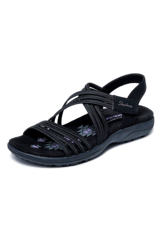 Schwarze Sandalen mit Gummibändern Skechers REGGAE SLIM SUNNYSIDE 2.0