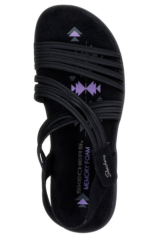 Schwarze Sandalen mit Gummibändern Skechers REGGAE SLIM SUNNYSIDE 2.0