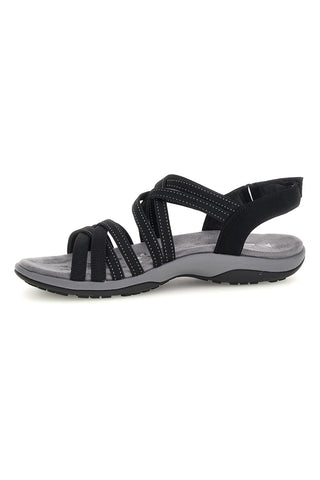 Schwarze Sandalen mit Memory Foam Skechers Reggae Slim Summer Getaway