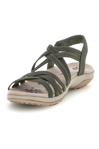 Olivgrüne Sandalen mit verstellbaren Gummibändern Skechers REGGAE SLIM SUMMER GETAWAY
