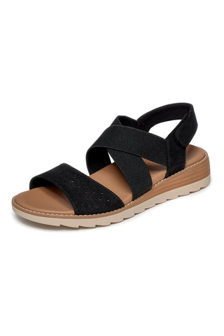 Schwarze Sandalen mit kreuzförmigem Riemen und Arch Fit Skechers Arch Fit Oasis B Perf