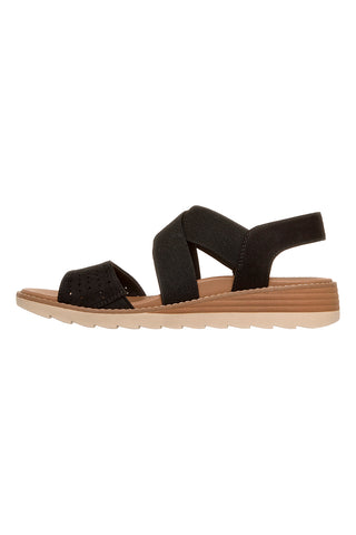Schwarze Sandalen mit kreuzförmigem Riemen und Arch Fit Skechers Arch Fit Oasis B Perf
