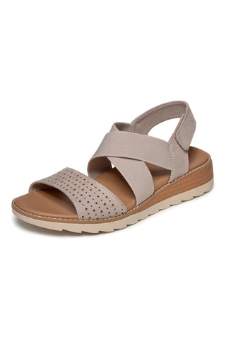 Taupe Sandalen mit Kreuzriemen und Arch Fit Skechers Arch Fit Oasis B Perf