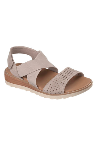 Taupe Sandalen mit Kreuzriemen und Arch Fit Skechers Arch Fit Oasis B Perf