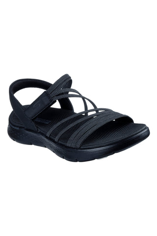 Schwarze Sandalen mit Gummibändern und Klettverschluss Skechers Go walk flex Sandale