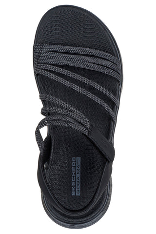 Schwarze Sandalen mit Gummibändern und Klettverschluss Skechers Go walk flex Sandale