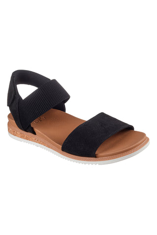 Schwarze Sandalen mit Klettverschluss und perforiertem Band Skechers Desert kiss low