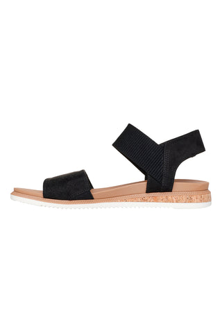 Schwarze Sandalen mit Klettverschluss und perforiertem Band Skechers Desert kiss low