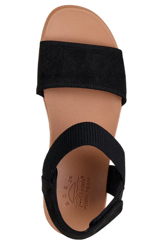 Schwarze Sandalen mit Klettverschluss und perforiertem Band Skechers Desert kiss low
