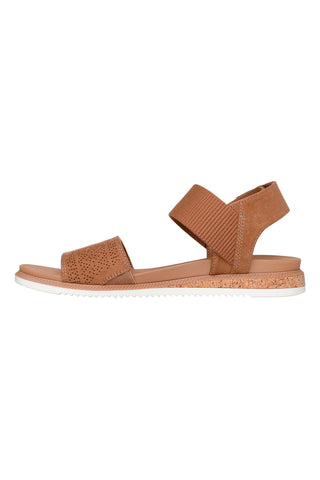 Braune Sandalen mit Klettverschluss und perforiertem Band Skechers Desert kiss low