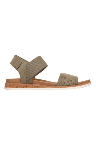 Grüne Sandalen mit Klettverschluss und perforiertem Band Skechers Desert kiss low