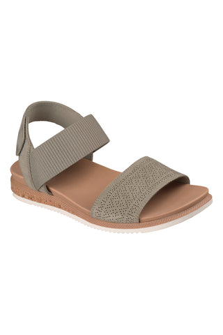 Grüne Sandalen mit Klettverschluss und perforiertem Band Skechers Desert kiss low