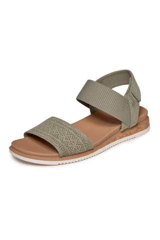 Grüne Sandalen mit Klettverschluss und perforiertem Band Skechers Desert kiss low