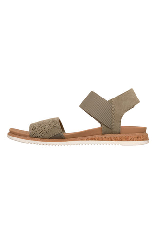 Grüne Sandalen mit Klettverschluss und perforiertem Band Skechers Desert kiss low