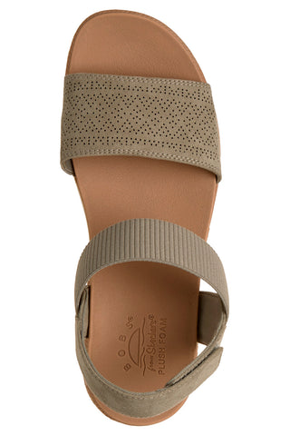 Grüne Sandalen mit Klettverschluss und perforiertem Band Skechers Desert kiss low