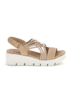 Sandali beige con fasce intrecciate e velcro The first active 24001A