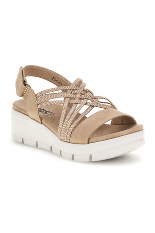 Sandali beige con fasce intrecciate e velcro The first active 24001A
