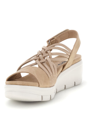 Sandali beige con fasce intrecciate e velcro The first active 24001A