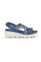 Sandali blu con fasce intrecciate e velcro The first active 24001A