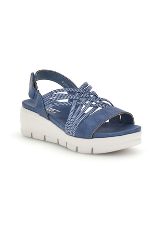 Sandali blu con fasce intrecciate e velcro The first active 24001A