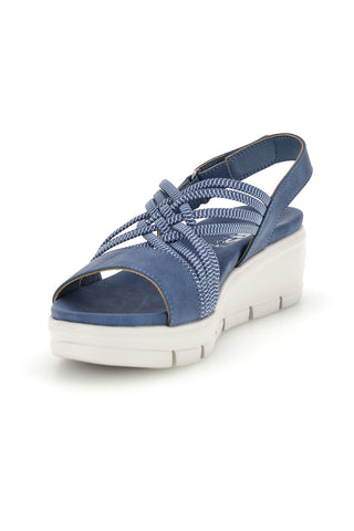 Sandali blu con fasce intrecciate e velcro The first active 24001A