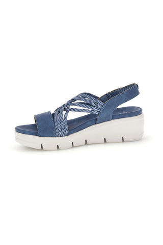 Sandali blu con fasce intrecciate e velcro The first active 24001A