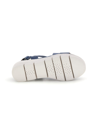 Sandali blu con fasce intrecciate e velcro The first active 24001A