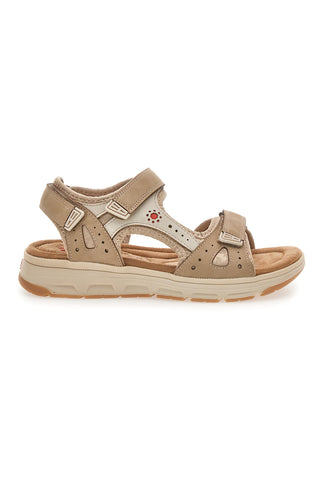 Beigefarbene Sandalen mit Relife-Riemen 68872570701