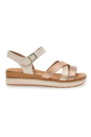 Beige und goldene Keilsandaletten Relife 67172670201