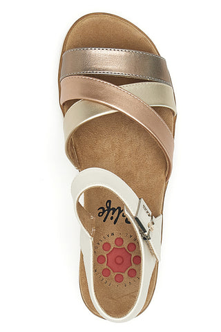 Sandali beige e oro con zeppa Relife 67172670201