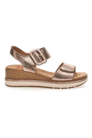 Sandali da donna rosa gold con doppia fascia e zeppa Relife 67172670103