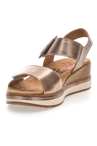 Sandali da donna rosa gold con doppia fascia e zeppa Relife 67172670103