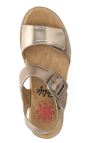 Sandali da donna rosa gold con doppia fascia e zeppa Relife 67172670103