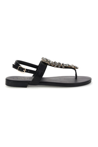 Schwarze Zehenstegsandalen mit Juwel Mon dieu PREA3574