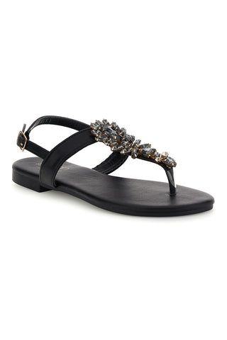 Schwarze Zehenstegsandalen mit Juwel Mon dieu PREA3574