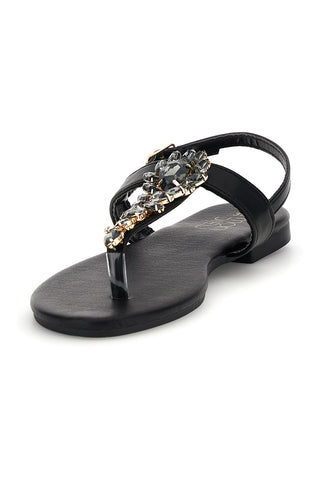 Schwarze Zehenstegsandalen mit Juwel Mon dieu PREA3574