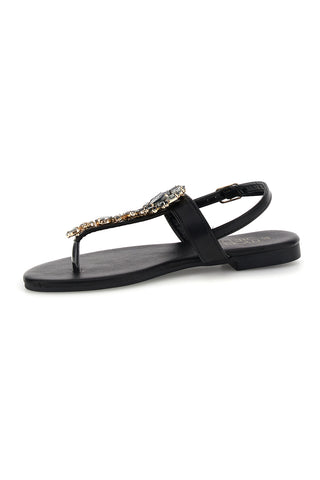 Schwarze Zehenstegsandalen mit Juwel Mon dieu PREA3574